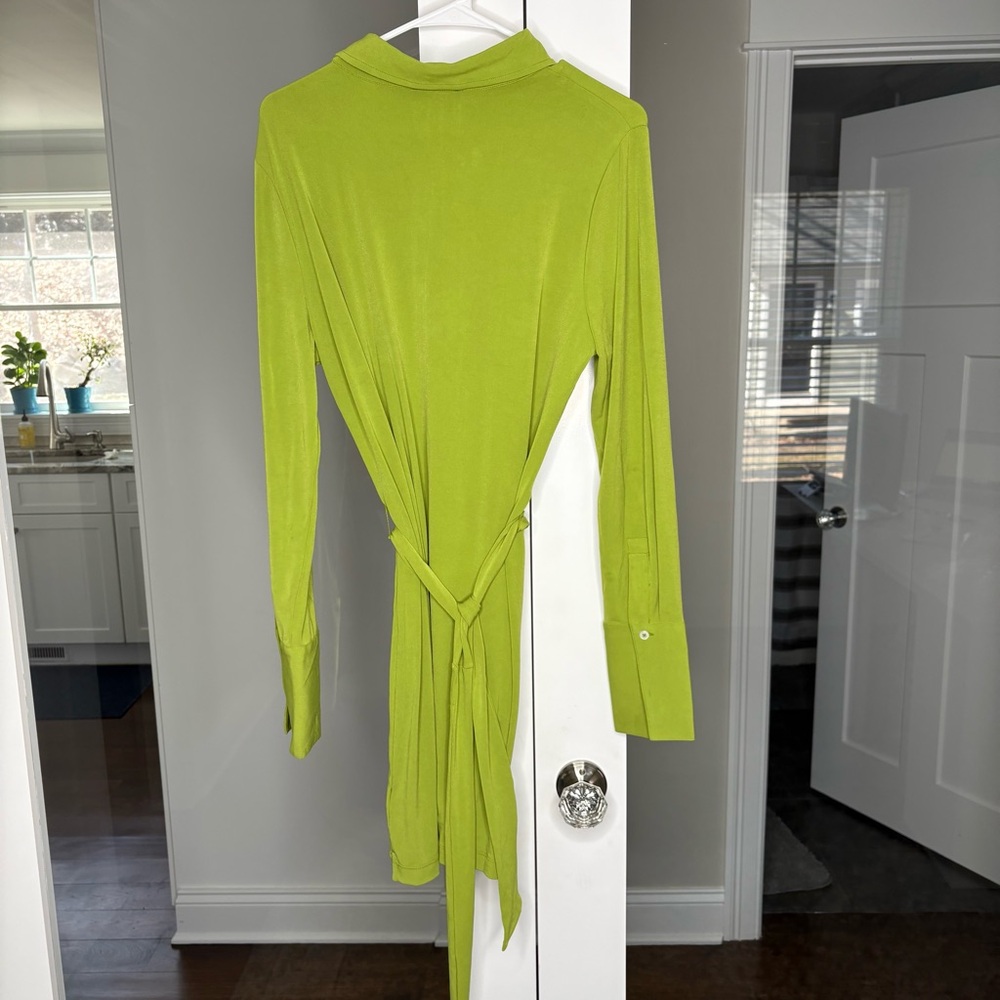 NWT J. Crew Mini Shirt-dress Matte Jersey Long Sleeve August Peridot Green - Picture 3 of 5